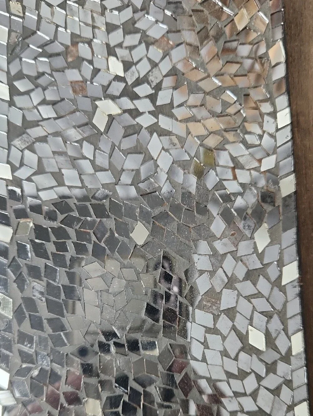 Black/Silver Mosaic Square/Rounded Wall Mirror - Contemporary Decorative Accent